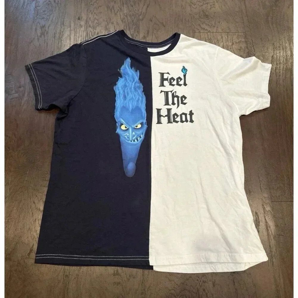 Disney Parks Hades Feel The Heat Black White Tshirt Adult L‎ Embroidered #31